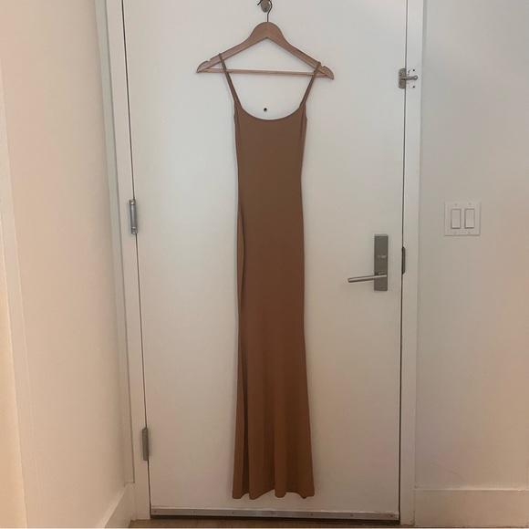 SKIMS Soft Lounge Slip Dress in Color Camel - Picture 5 of 5